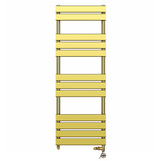 Dual Fuel -500 x 1400mm Straight Gold Panel Heated Towel Rail - (incl. Valves + Electric Heating Kit)