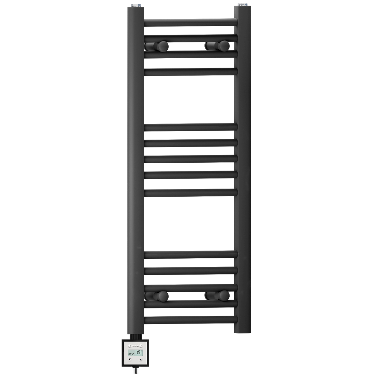 30 80 Matt Black Towel Rail Radiator Heated Warmer Wide High Electric KTX3 Element Thermostatic