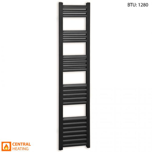 300mm Wide - Accuro Korle Matt Black Designer Heated Towel Rail Radiator