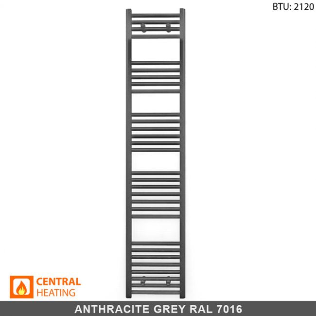 300mm x 1700mm Anthracite Grey Heated Towel Rail Radiator