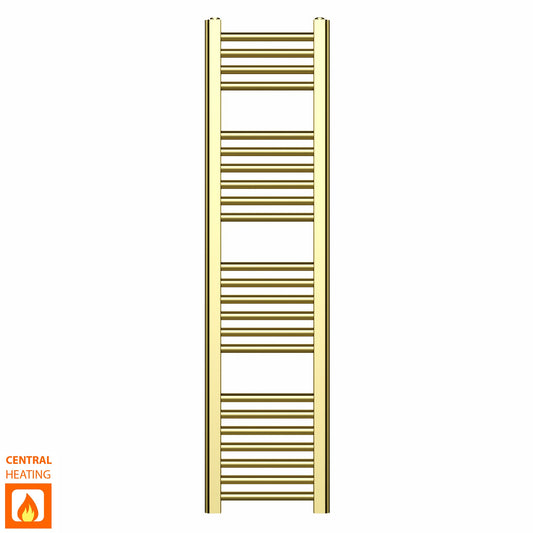 300mm x 1200mm Shiny Gold Heated Towel Rail Radiator