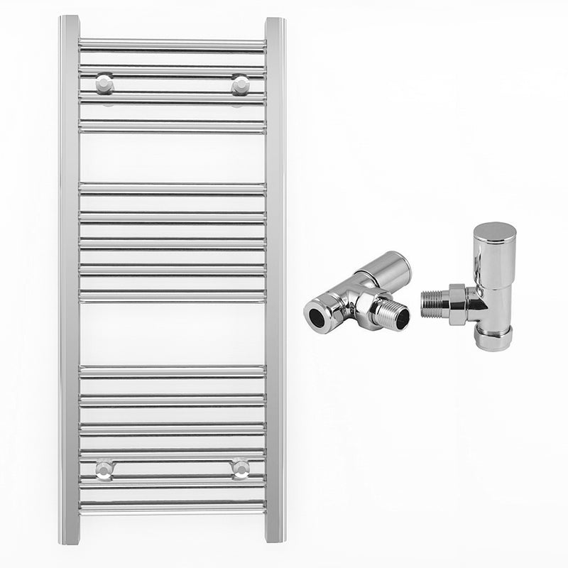 Small 450mm x 800mm Straight Chrome Heated Towel Rail Radiator