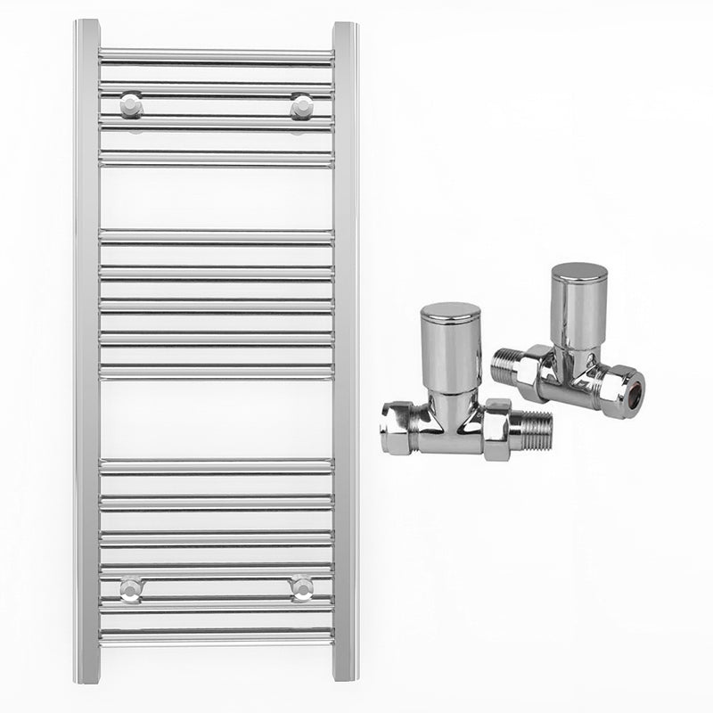 Small 450mm x 800mm Straight Chrome Heated Towel Rail Radiator