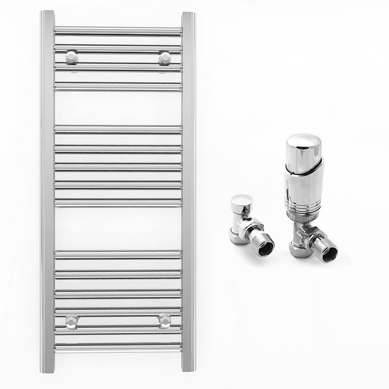 Small 450mm x 800mm Straight Chrome Heated Towel Rail Radiator