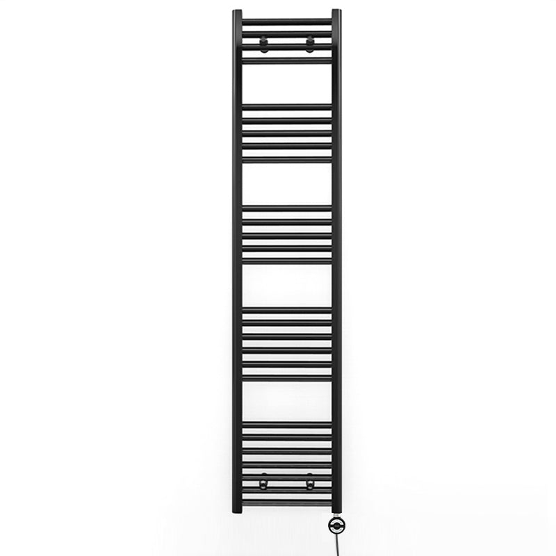 300mm x 1600mm Straight Matt Black Electric Pre-Filled Heated Towel Rail Radiator