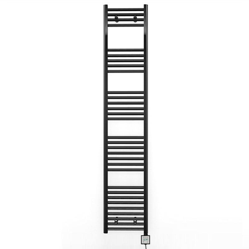 300mm x 1800mm Straight Matt Black Electric Pre-Filled Heated Towel Rail Radiator