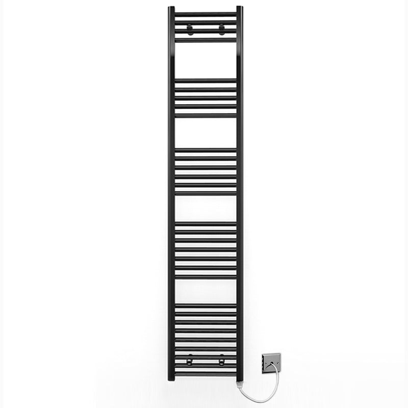 350mm x 1800mm Straight Matt Black Electric Pre-Filled Heated Towel Rail Radiator