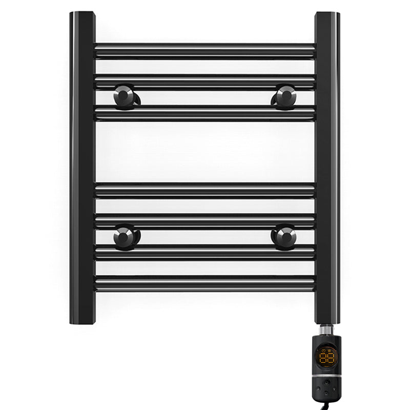 Small 350mm x 400mm Straight Matt Black Electric Pre-Filled Heated Towel Rail Radiator