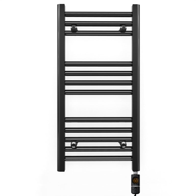 Small 350mm x 700mm Straight Matt Black Electric Pre-Filled Heated Towel Rail Radiator