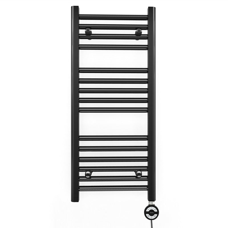 Small 300mm x 800mm Straight Matt Black Electric Pre-Filled Heated Towel Rail Radiator