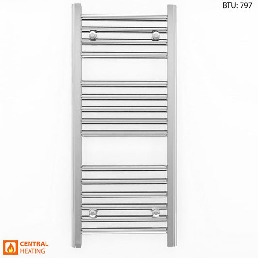 Small 400mm x 800mm Straight Chrome Heated Towel Rail Radiator