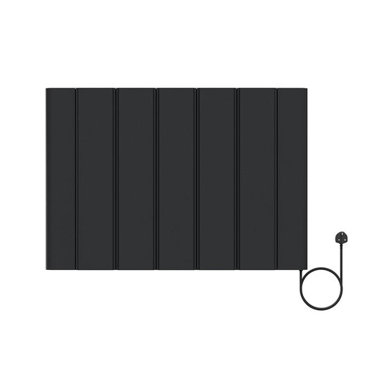 724 x 500mm Smart Wifi Electric Panel Radiator - 1000W Black Horizontal Aluminium