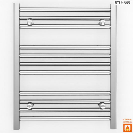 Small 500mm x 600mm Straight Chrome Heated Towel Rail Radiator