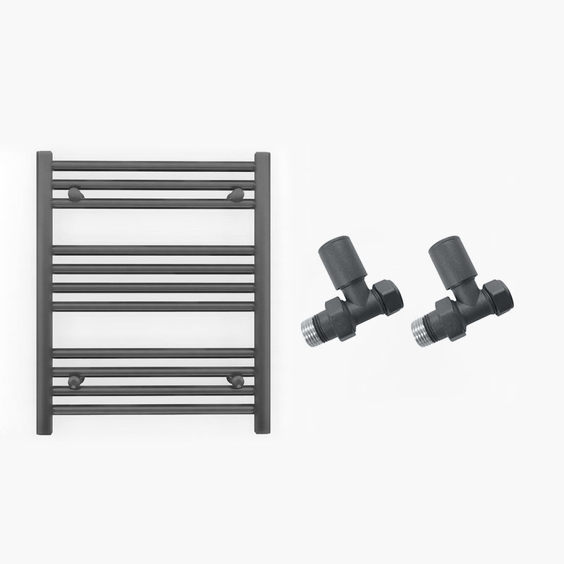 Small 500mm x 600mm Anthracite Grey Heated Towel Rail Radiator