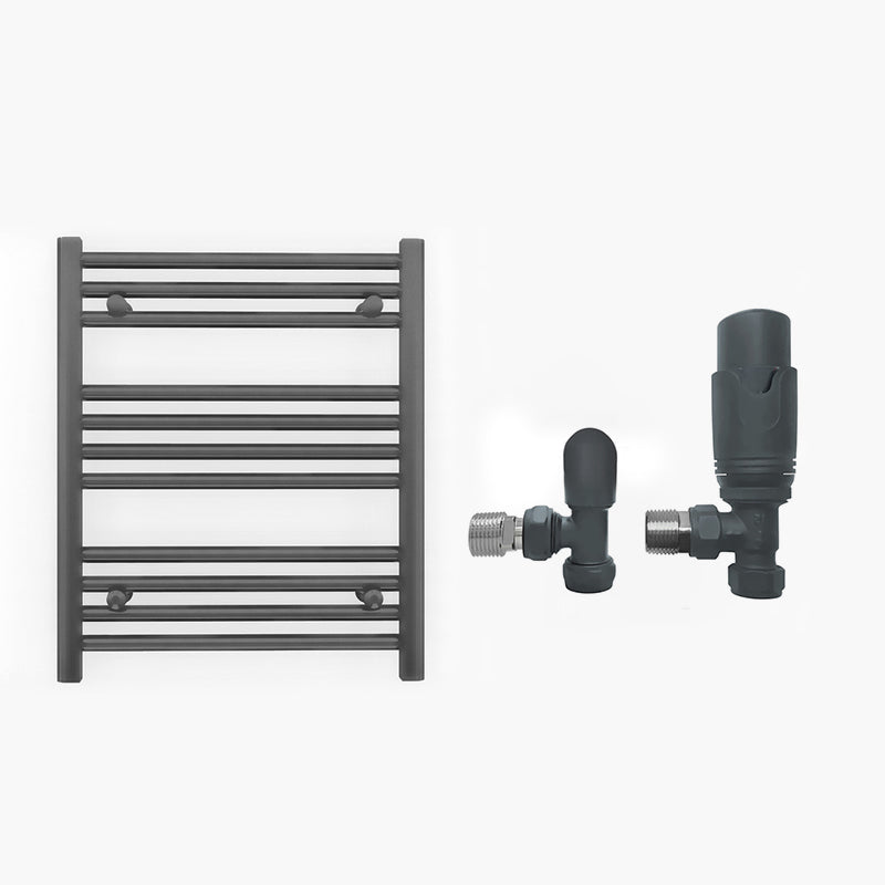 Small 500mm x 600mm Anthracite Grey Heated Towel Rail Radiator
