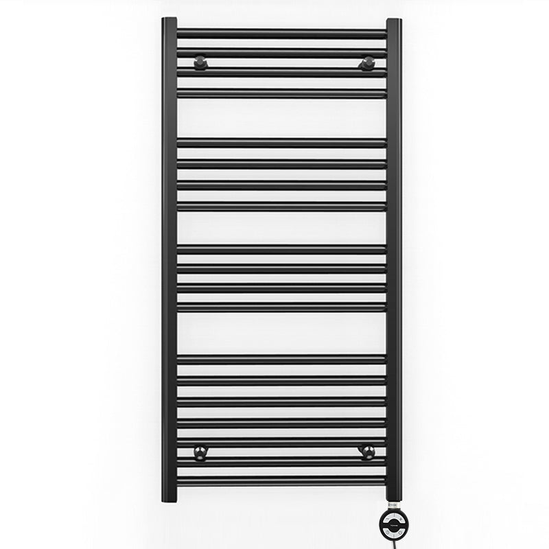 500mm x 1000mm Straight Matt Black Electric Pre-Filled Heated Towel Rail Radiator