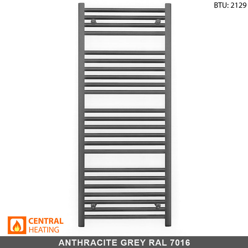 550mm x 1200mm Anthracite Grey Heated Towel Rail Radiator