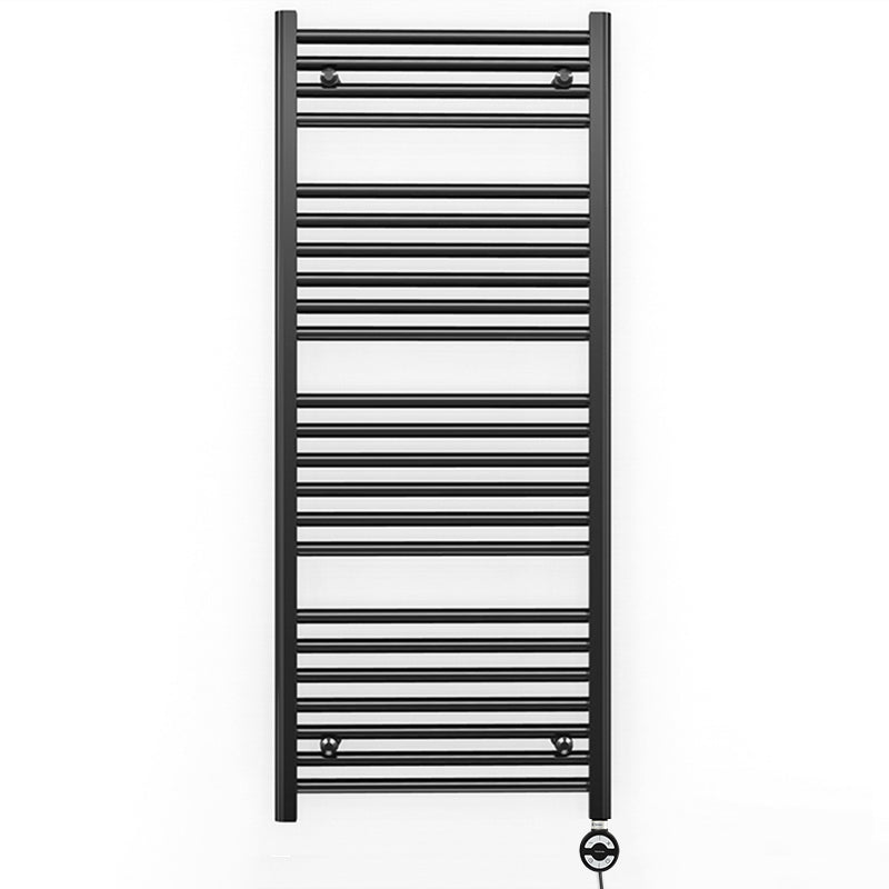 550mm x 1200mm Straight Matt Black Electric Pre-Filled Heated Towel Rail Radiator