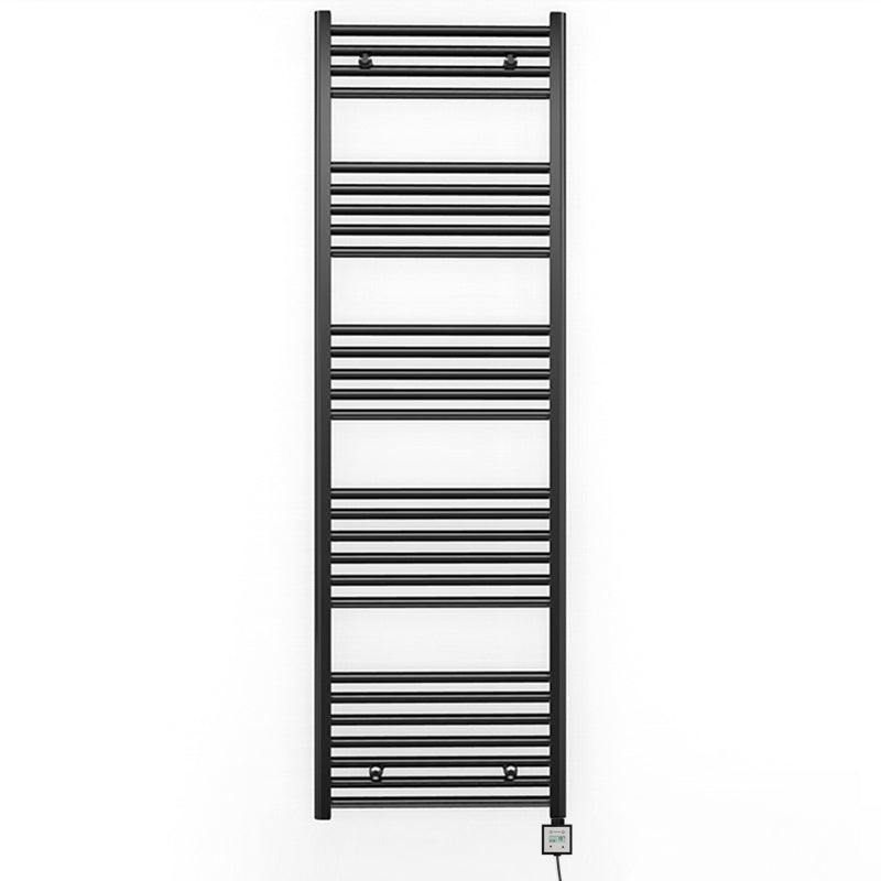 550mm x 1600mm Straight Matt Black Electric Pre-Filled Heated Towel Rail Radiator