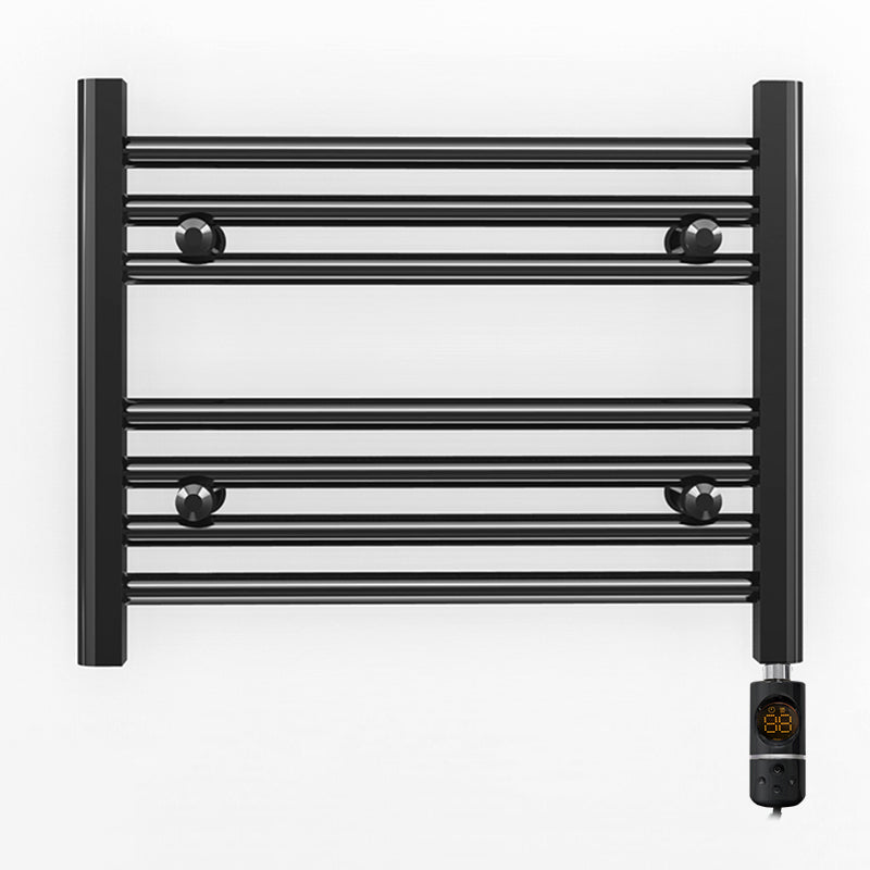 600mm x 400mm Straight Matt Black Electric Pre-Filled Heated Towel Rail Radiator