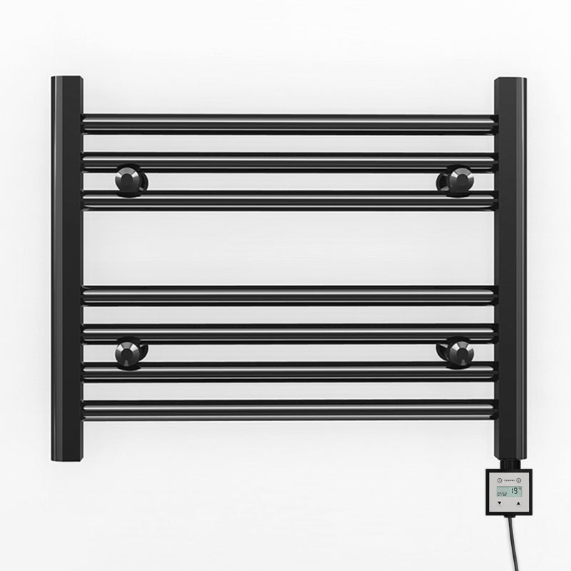 600mm x 400mm Straight Matt Black Electric Pre-Filled Heated Towel Rail Radiator