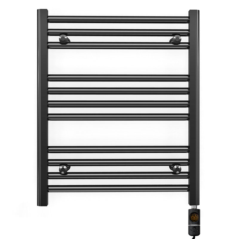 Small 500mm x 600mm Straight Matt Black Electric Pre-Filled Heated Towel Rail Radiator