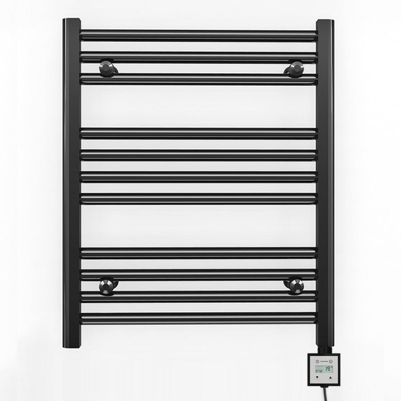 Small 500mm x 600mm Straight Matt Black Electric Pre-Filled Heated Towel Rail Radiator