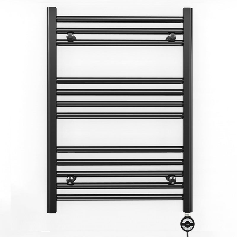 Small 550mm x 700mm Straight Matt Black Electric Pre-Filled Heated Towel Rail Radiator