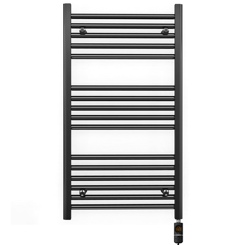 600mm x 900mm Straight Matt Black Electric Pre-Filled Heated Towel Rail Radiator