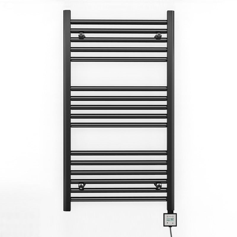 600mm x 900mm Straight Matt Black Electric Pre-Filled Heated Towel Rail Radiator