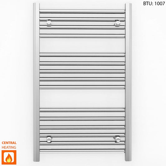 600mm x 800mm Straight Chrome Heated Towel Rail Radiator