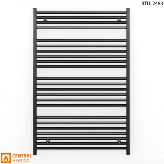 700mm x 1200mm Straight Matt Black Heated Towel Rail Radiator