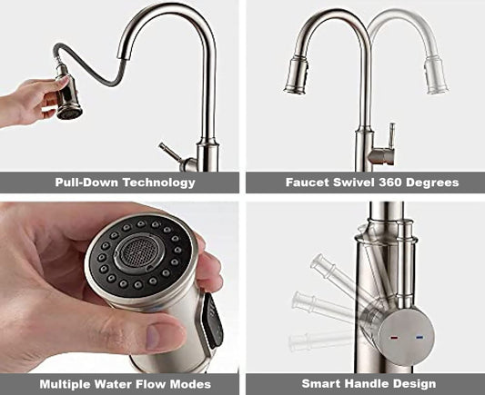 Chrome Pull-Out Kitchen Mixer - Stainless Steel (360°, Dual Spray) Model Kpy 30216