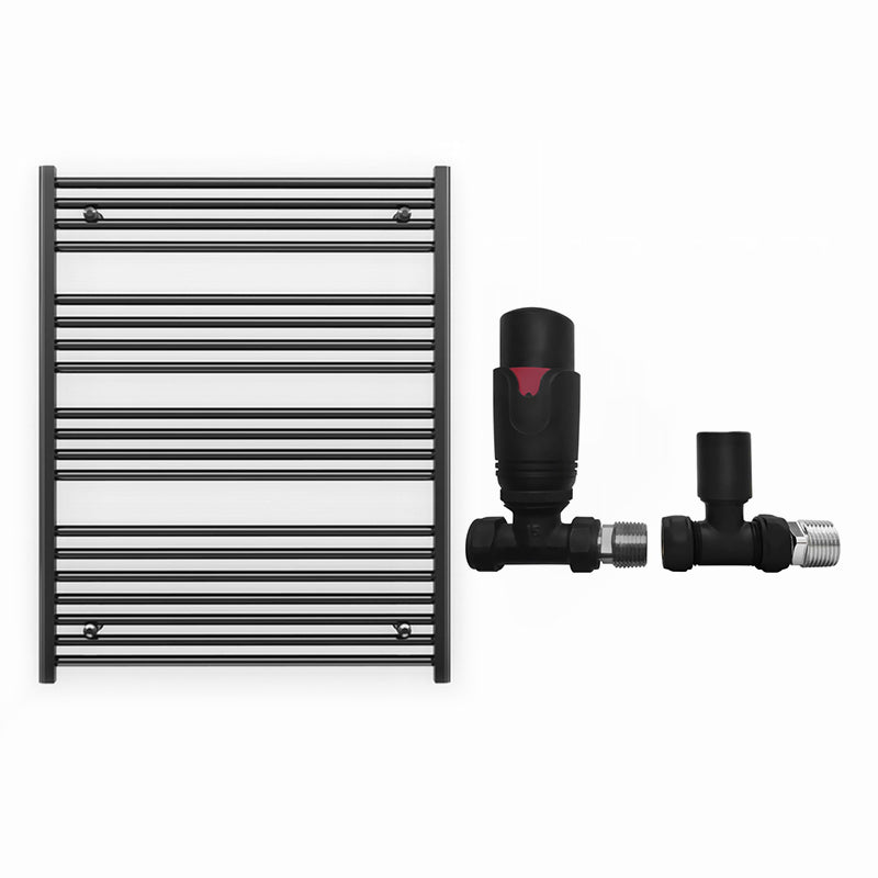 700mm x 1000mm Straight Matt Black Heated Towel Rail Radiator