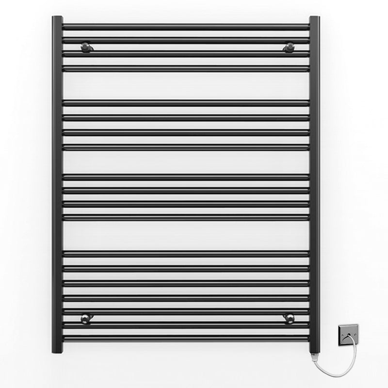 700mm x 1000mm Straight Matt Black Electric Pre-Filled Heated Towel Rail Radiator