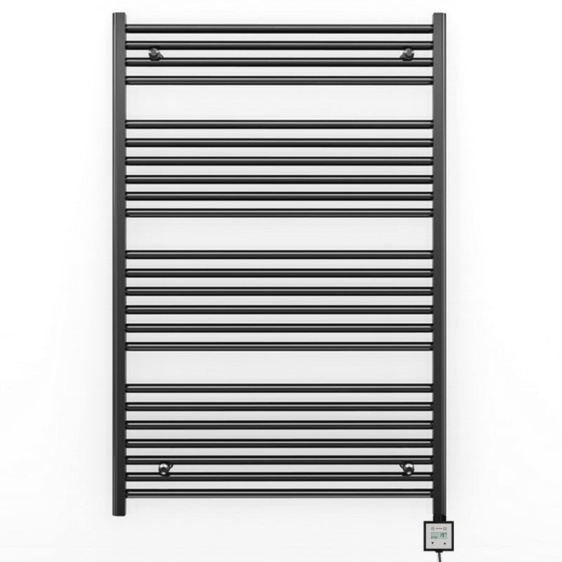 700mm x 1200mm Straight Matt Black Electric Pre-Filled Heated Towel Rail Radiator