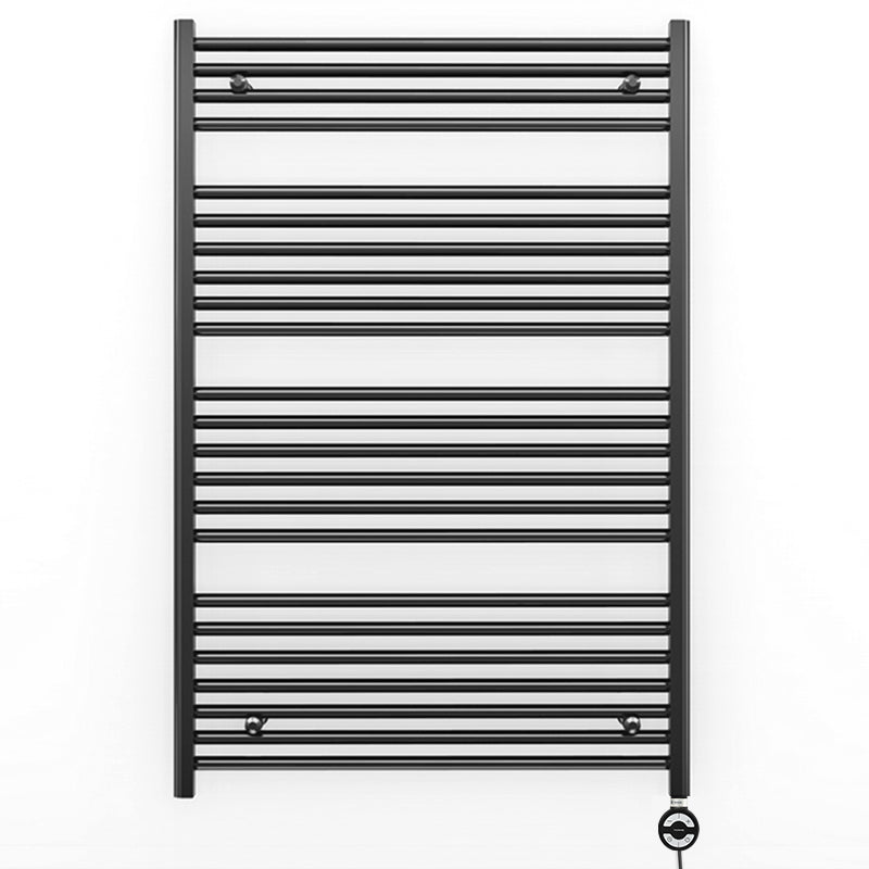 700mm x 1200mm Straight Matt Black Electric Pre-Filled Heated Towel Rail Radiator