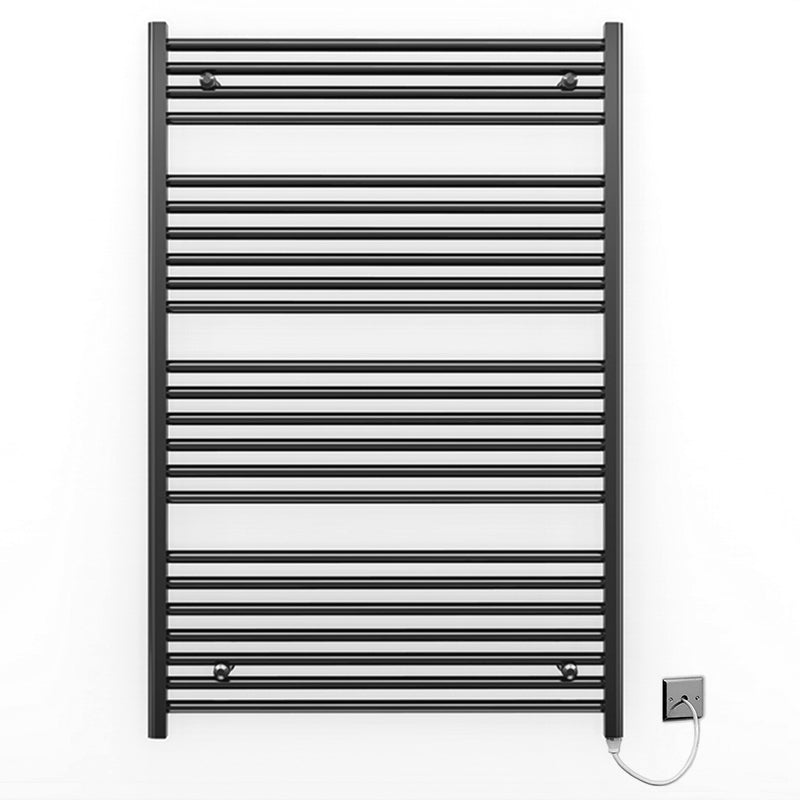 700mm x 1200mm Straight Matt Black Electric Pre-Filled Heated Towel Rail Radiator