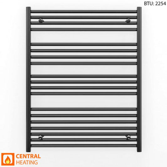 800mm x 1000mm Straight Matt Black Heated Towel Rail Radiator