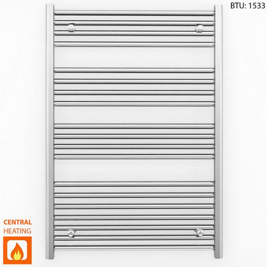 800mm x 1000mm Straight Chrome Heated Towel Rail Radiator