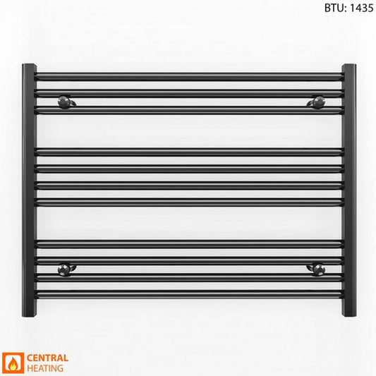 900mm x 600mm Straight Matt Black Heated Towel Rail Radiator