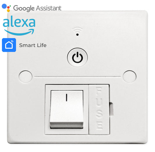 Fused Spur Connection WiFi Unit - 13A - White - Switch ON/OFF - Mobile App For Lights, Lamps and Radiators, Towel Rails
