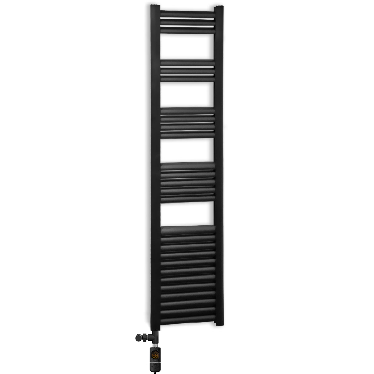 Dual Fuel 500mm Wide Accuro Korle Matt Black Designer Heated Towel Rail Radiator