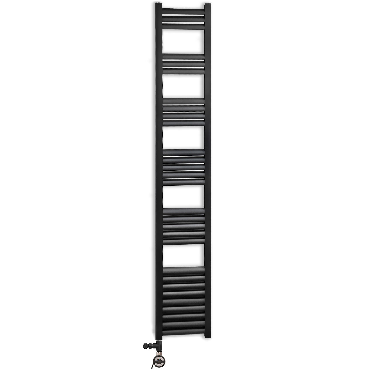 Dual Fuel 300mm Wide Accuro Korle Matt Black Heated Towel Rail Radiator