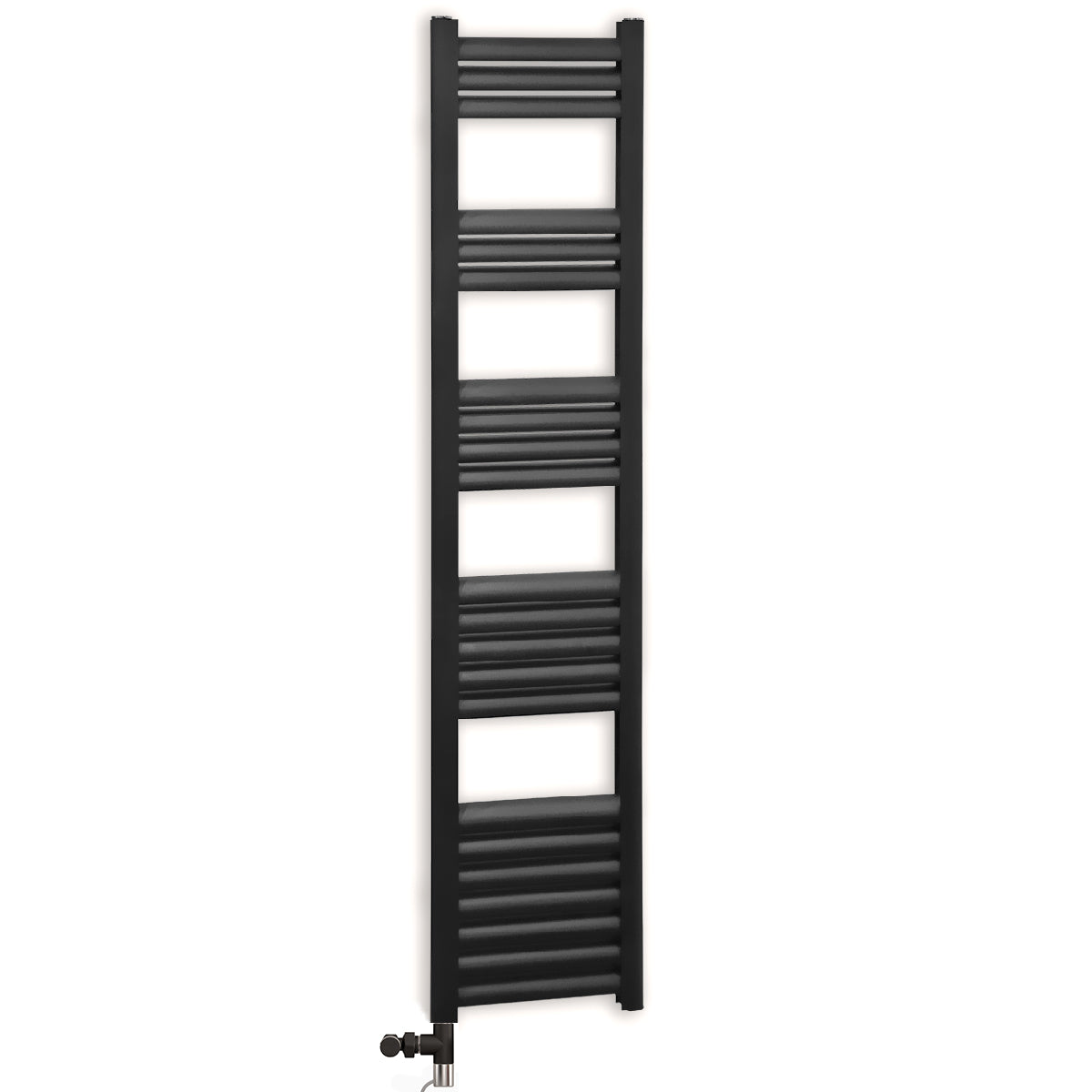 Dual Fuel 300mm Wide Accuro Korle Matt Black Heated Towel Rail Radiator