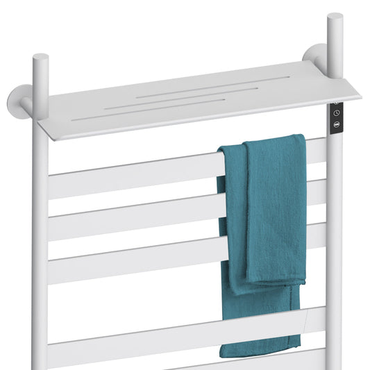 500 x 900mm White Electric Dry Heating Towel Rail Radiator With a Top Shelf GD Model