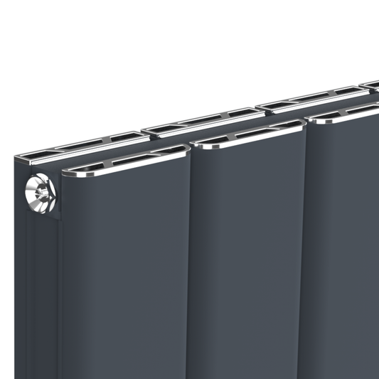 305mm x 1800mm Double Aluminium Radiator In Anthracite Grey Model Mira