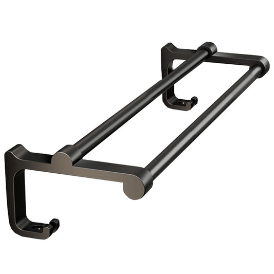 Black Wall Mounted Bathroom Towel Rail Holder - Storage for Towels (Two Bars)