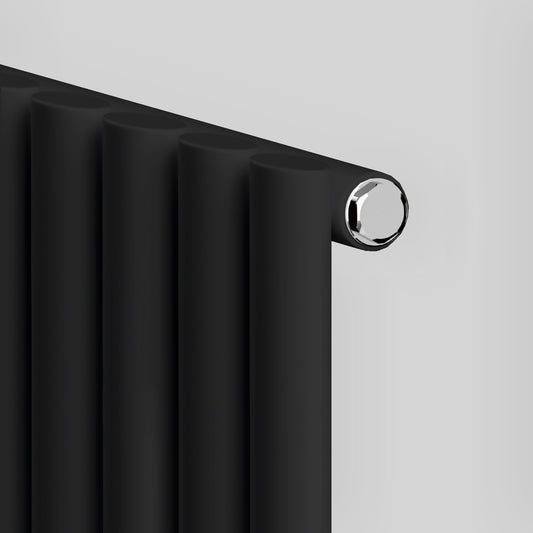 Designer 660mm x 600mm Black Horizontal Single Column Radiator 1535 Btu