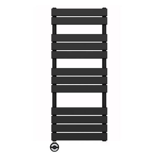 500 x 1200mm Matt Black Designer Bathroom Electric Heated Panel Towel Rail Radiator